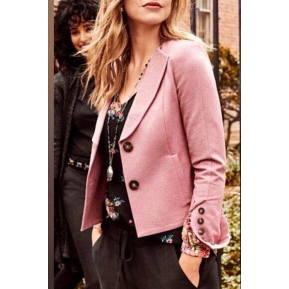 CAbi #3550 Applaud Jacket Blazer Pink Light Coat Women's Size 8 Preppy Classic - Picture 7 of 11